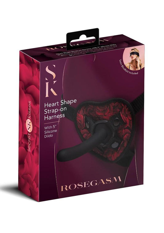 Rosegasm Strap-On Harness W/ Dildo - Black/Red/Rose